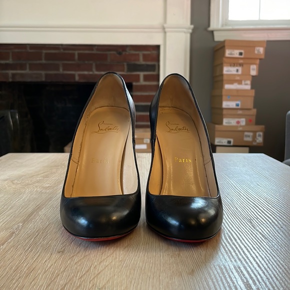 Louboutin Fifi 100MM Black Kid Leather - 37.5 - Picture 3 of 9